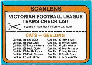 1980 Scanlens VFL #NNO Geelong Checklist Front
